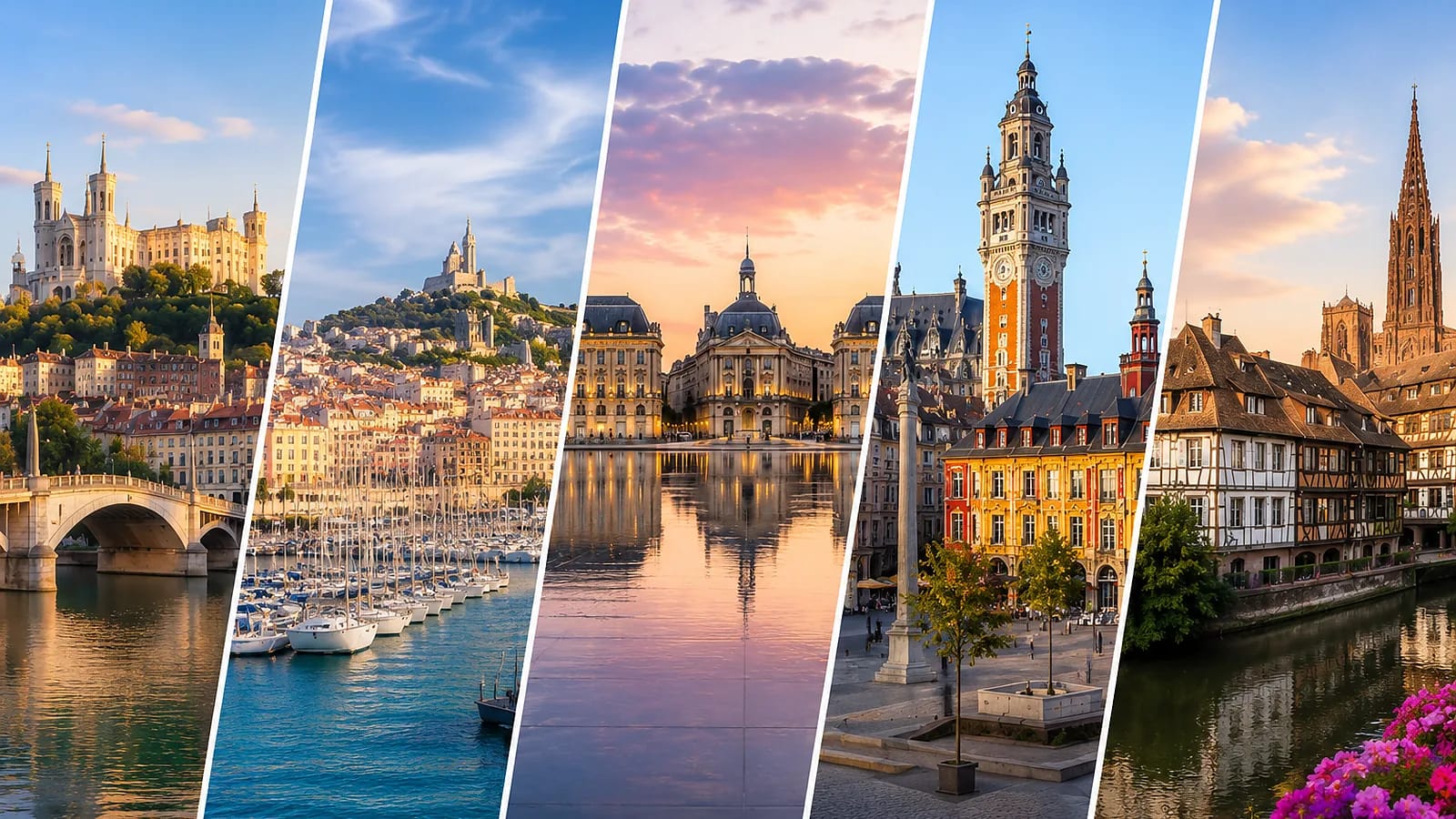 Composition des 5 villes françaises emblématiques : Lyon, Marseille, Bordeaux, Lille, Strasbourg